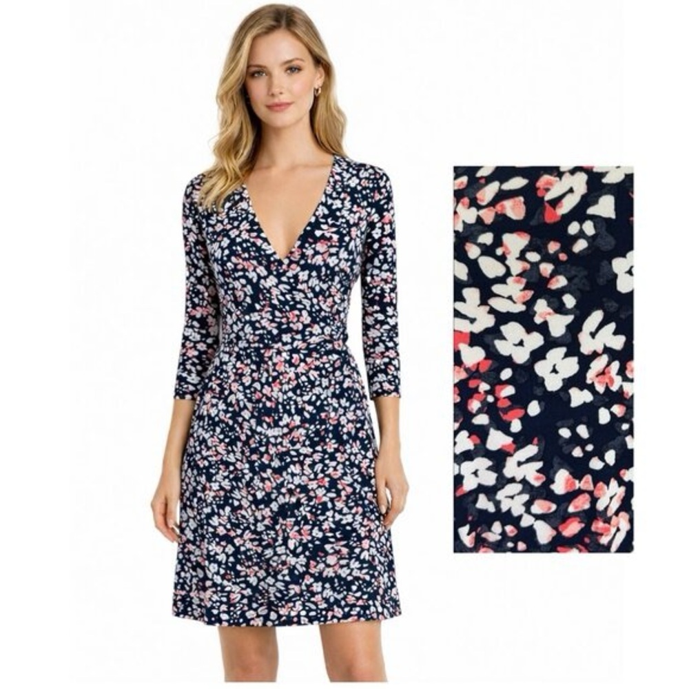 Banana Republic Long Sleeve Floral Dress - Navy and Pink